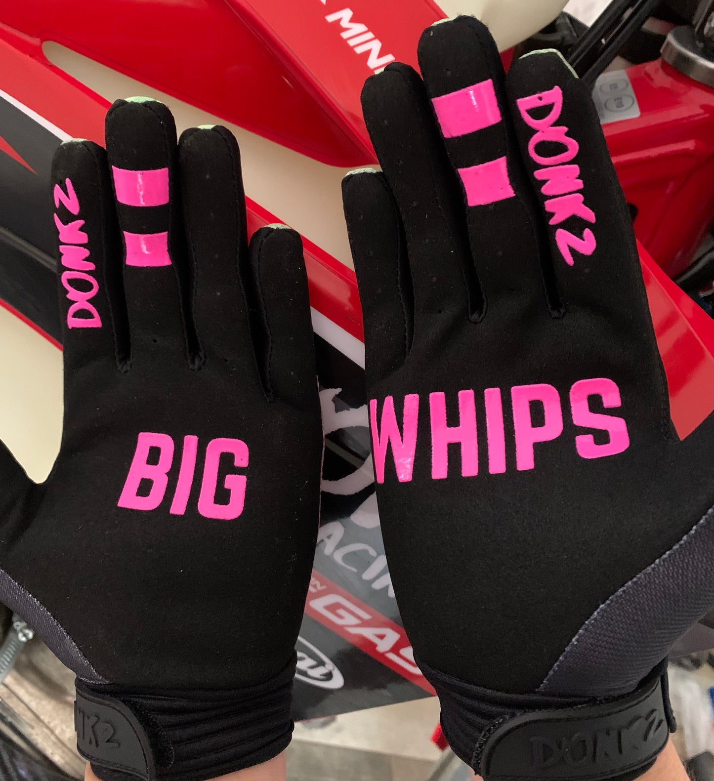 Kids Big Whips Gloves Pink/Green