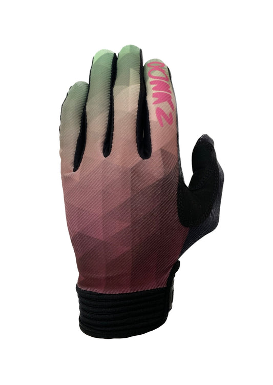 Green to pink gradient Donkz MX gloves