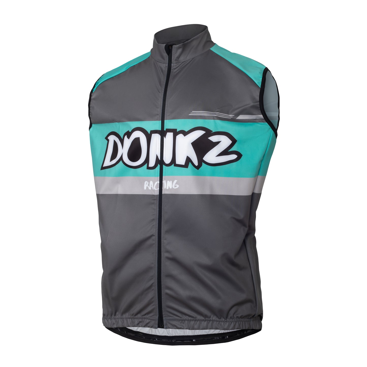 Grey & turquoise zip up wind-breaker body warmer 