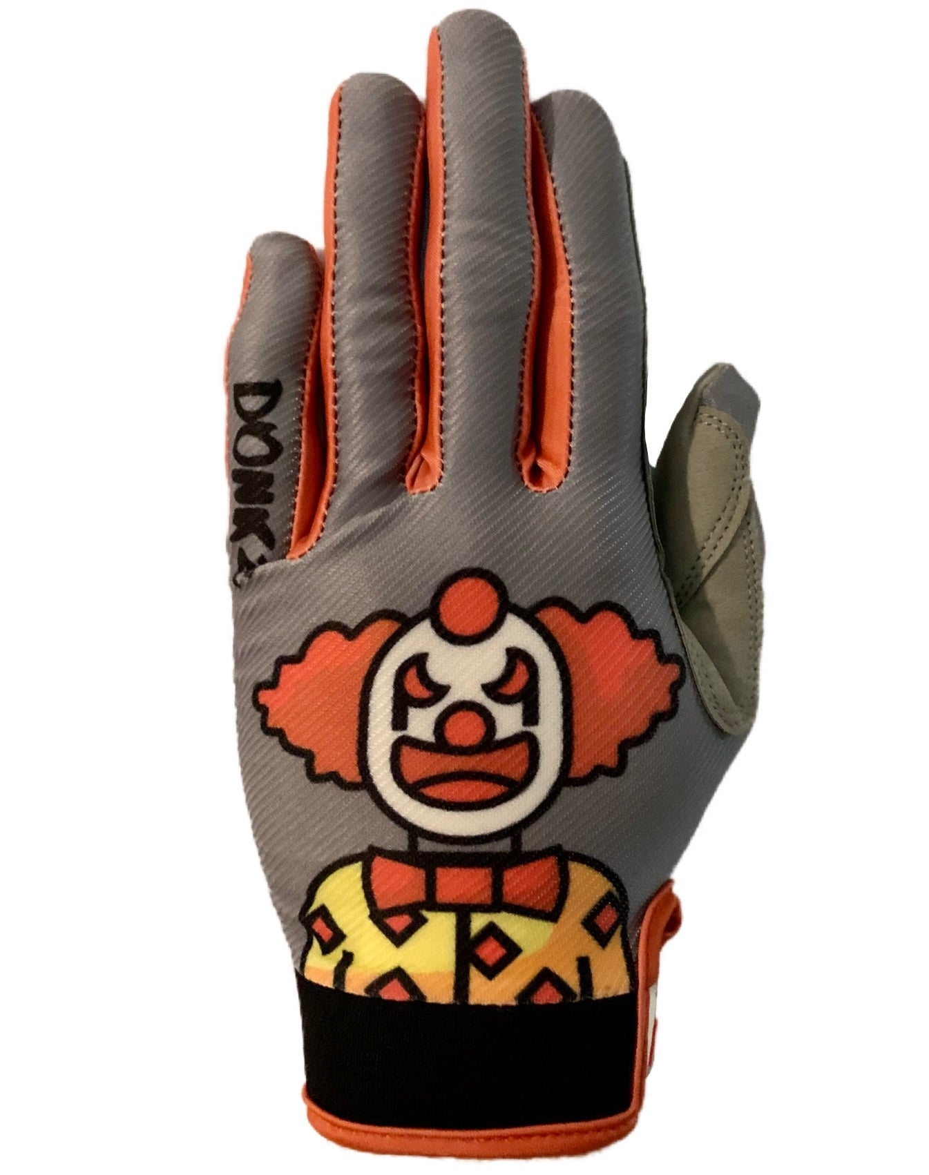 Grey mx gloves with clown design