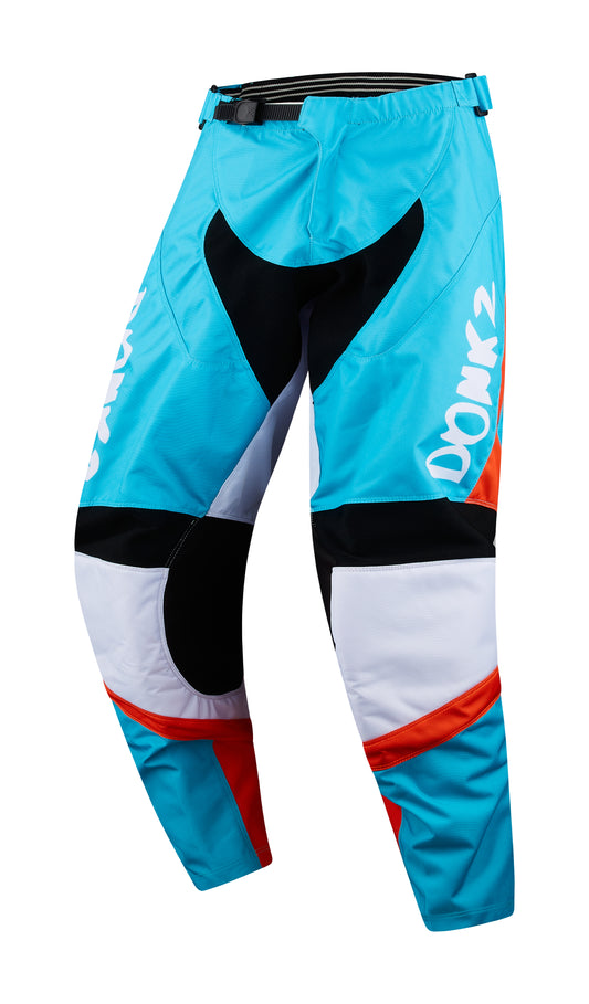 Blue, orange and white Donkz Racing Enduro pants