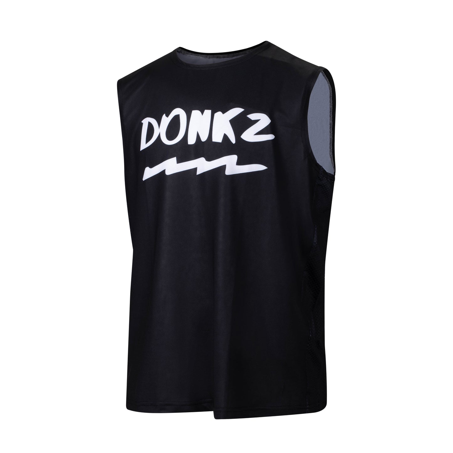 Black MX/Enduro Vest with white Donkz logo and detailing 