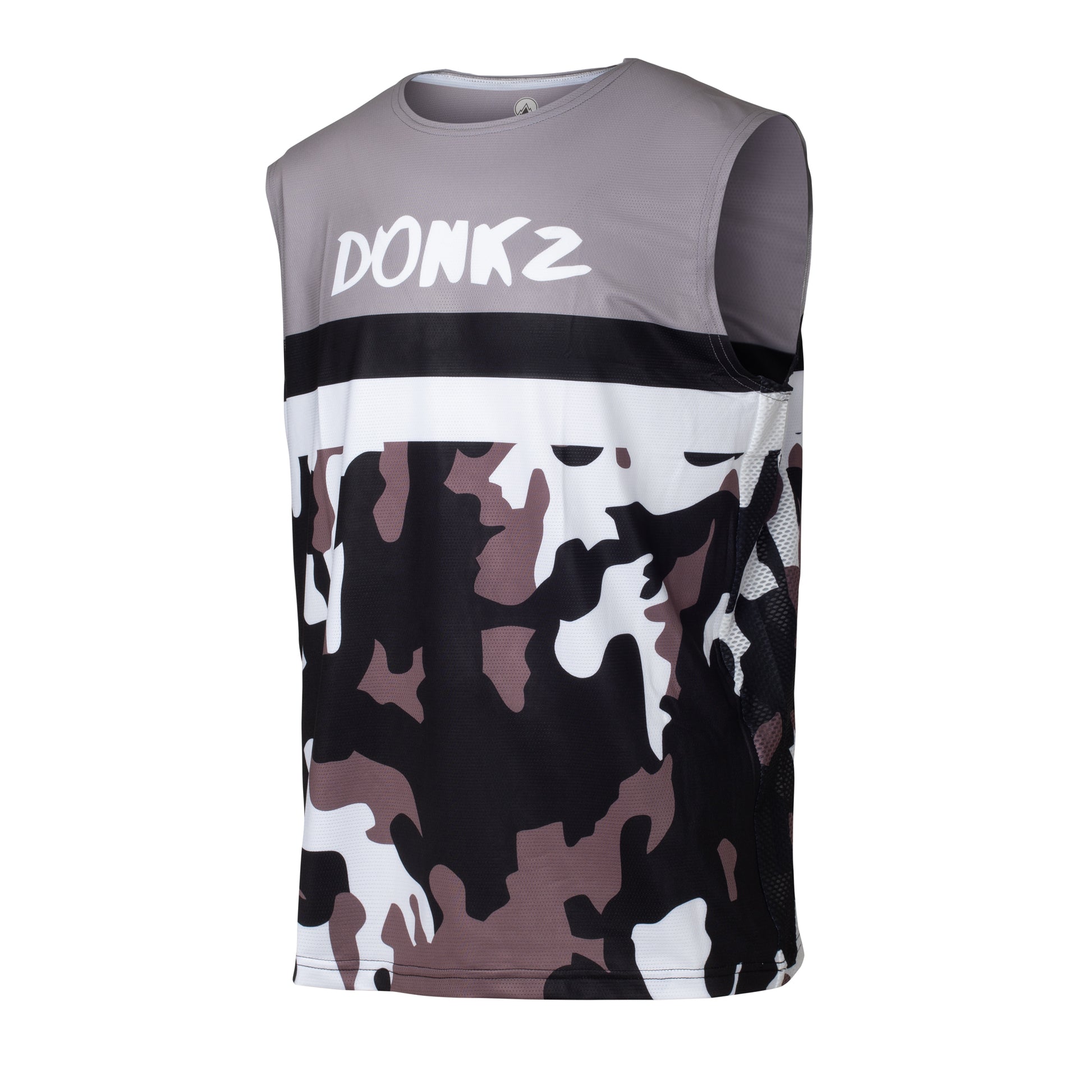 Grey, white & brown snow camo print MX / Enduro Donkz vest.